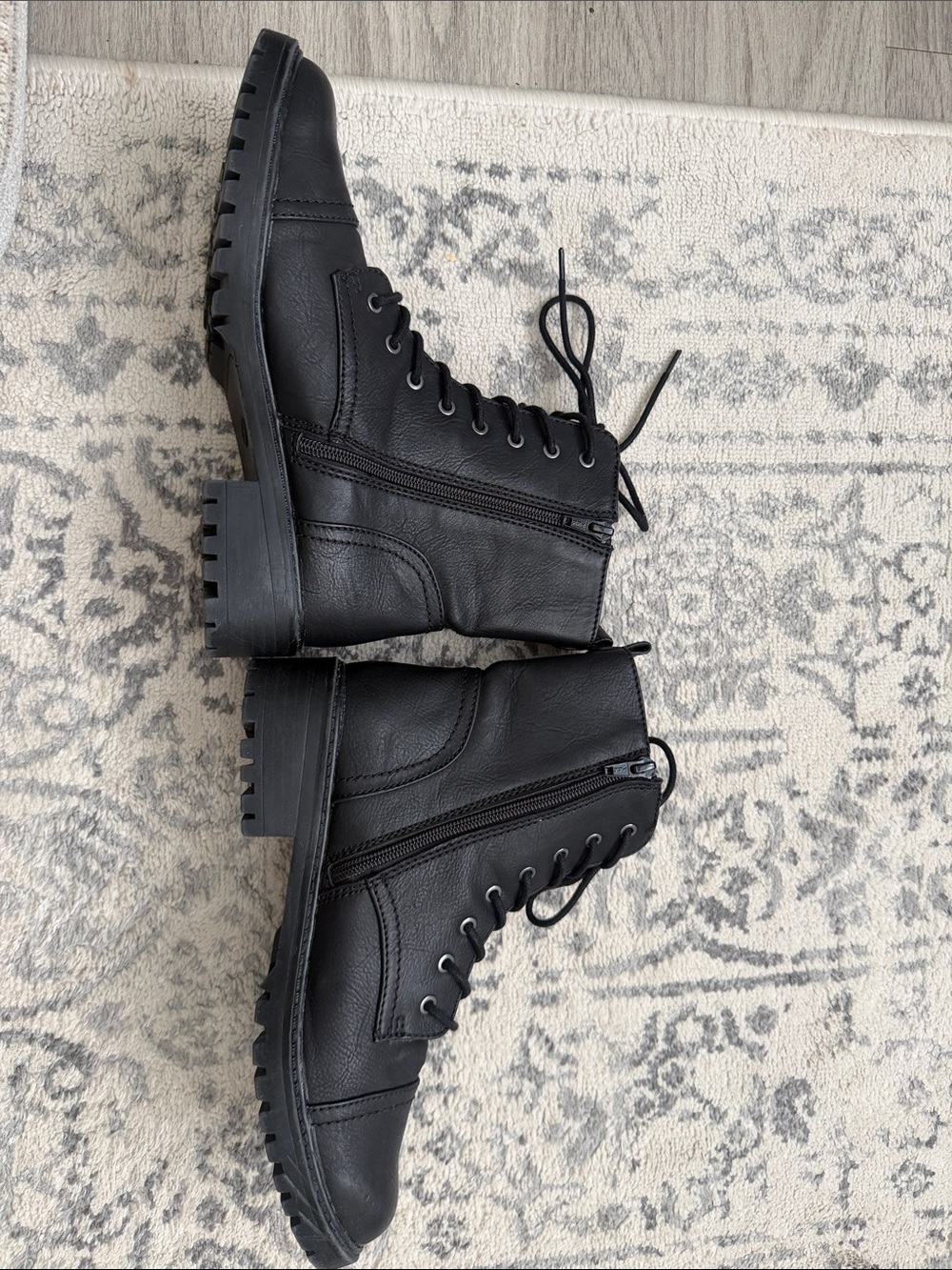 Black Lace-Up Combat Boots - Women's - Picture 2 of 8